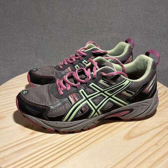 Asics Gel Venture 5 Trail Gray Pink Running Jogging Shoes Women's Size 9 T5N8N - Picture 1 of 11